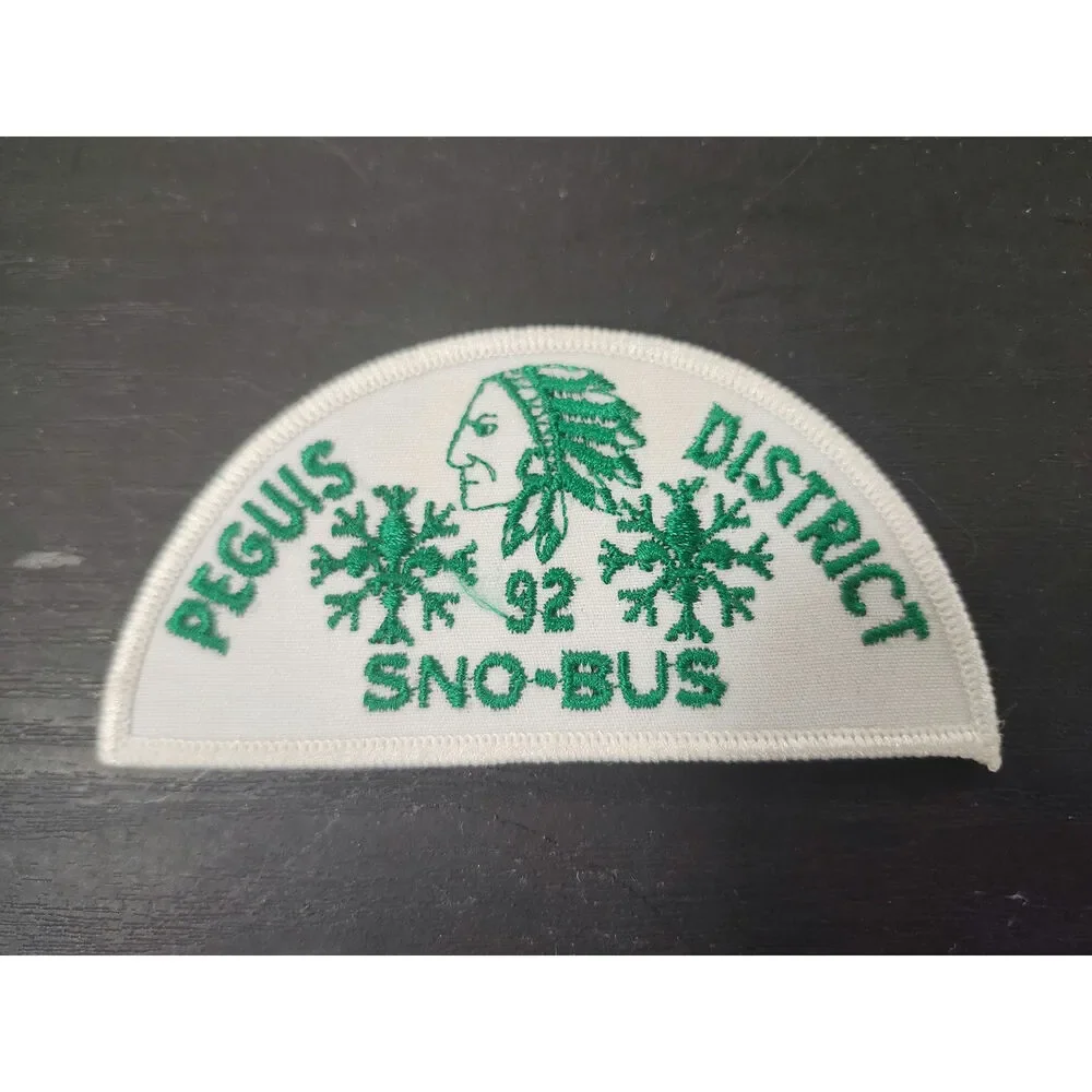 Vtg Peguis District 1992 Sno-Bus Patch Half Circle Indigenous Theme Scout Canada